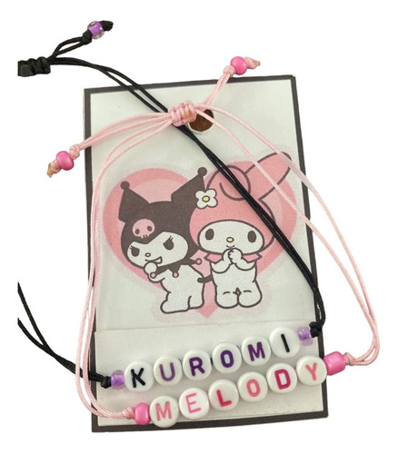 Duo Par Pulseras Pareja Bff Kuromi Melody Letras Mayoreo 