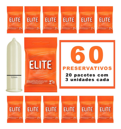 Kit 60 Preservativo Camisinhas Lubrificadas Elite Blowtex