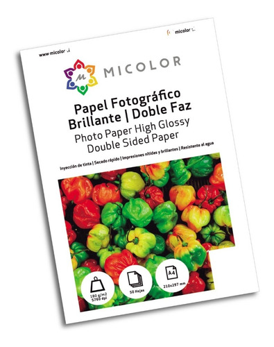 Papel Fotográfico Brillante Doble Faz A4 180g 50 Hojas 