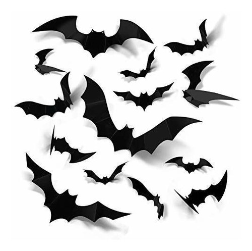 Coogam Halloween 3d Bats Decoración, 60pcs 4 Tamaños Lq5x8