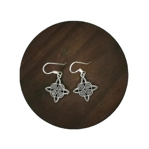Aretes Nudo De Brujas Chico Curado Luna Llena Plata 925