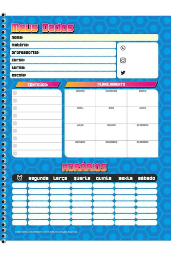Caderno Boruto Escolar Naruto 1 Matéria Personalizado