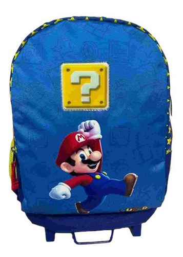 Mochila Mediana Chenson Ruedas Niño Escolar Llantas Kinder Mario Bros Powp Mb66309-9 Carro De Fabrica