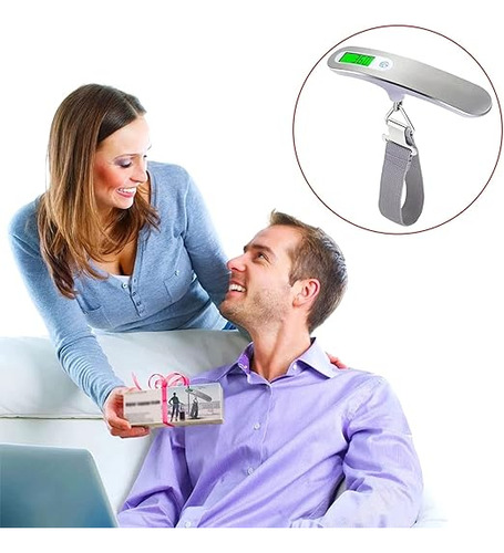 Báscula Digital Portátil Runhigh Para Maletas 50kg, Básculas De Equipaje Con 4 Unidades (oz/lb/kg/g) Con Pilas, Peso Equipaje De Viaje - Blanco