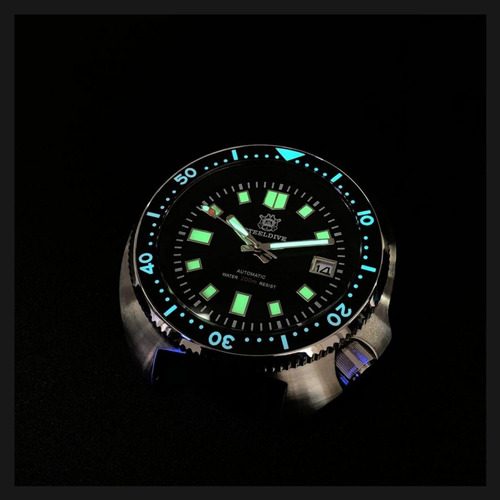Steeldive Reloj Turtle Sd1970 6105 V2, Correa De Goma, Negro