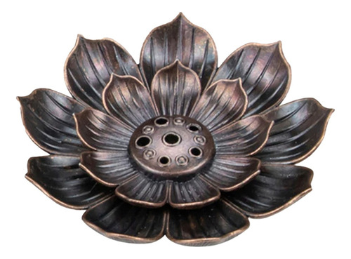 Flor De Loto Porta Inciensos Metal 6 Ranuras 5cm Color Cobre