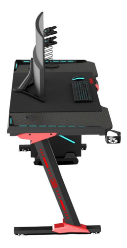 Imagen 2 de 2 de Escritorio gamer GTC Gta-002 madera, metal, melamina de 120cm x 73cm x 60cm