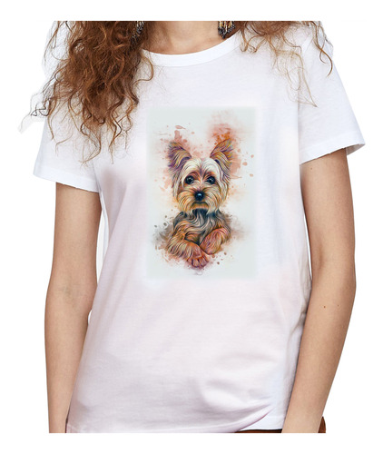 Camiseta Dama Estampada perro Schnauzer Café