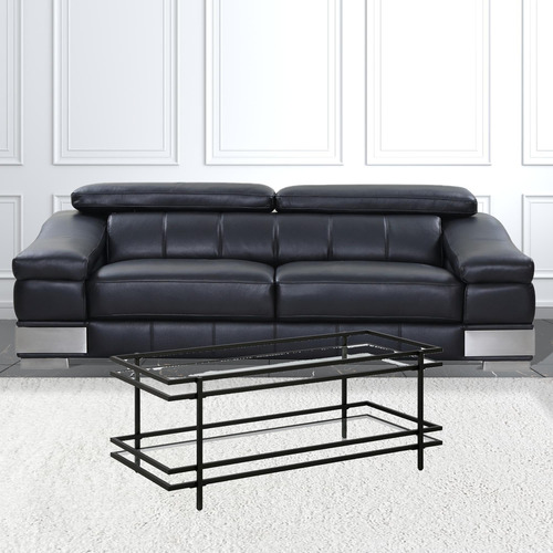 Homeroots Mesa De Centro Rectangular De Vidrio Negro De 45
