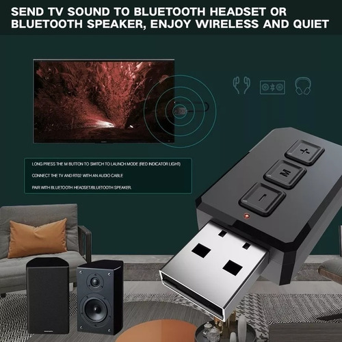 Receptor Transmisor Audio Rt02 Bluetooth 5.0 Aux 3.5mm Usb