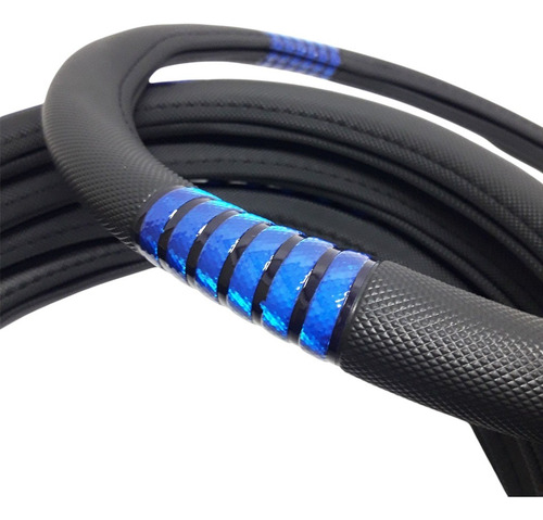 Cubre Volante Desing Reflex Azul 38cm -estilo Y Diseño- Negro