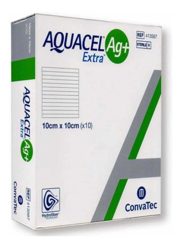 Curativo Convatec Aquacel Ag+ Extra Prata Kit Com 3 10x10cm 