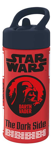 Botella Plástica Con Pajita Star Wars 410 Ml Color Rojo