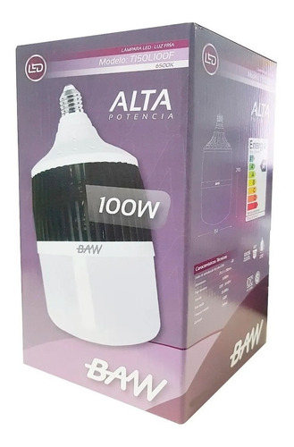 Pack X 4 Lampara Galpon Led 100w Alta Potencia E27 6500k Baw