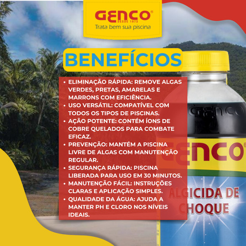Kit 3 Algicida Choque Genco Tratamento Piscina Elimina Algas