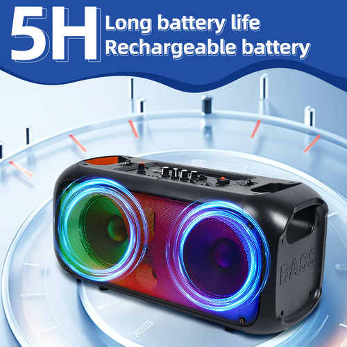 Bocina Bluetooth Inalámbrica Audio Altavoz Bocinas Para Exterior Baterías De Litio Recargables Subwoofer Altavoz Bluetooth Con Micrófonos Rgb Luces Radio Fm