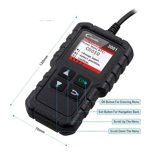 Imagen 4 de 5 de Escaner Automotriz Launch Creader 3001 De Motor Obd2 Obdii