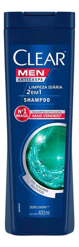 Shampoo Anticaspa Clear Limpeza Diária Frasco 400ml Kit C/2
