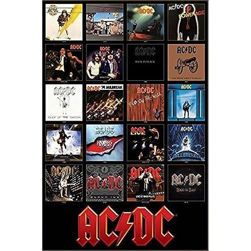 Póster De Arte De Discografía De Ac/dc 1976-2014, Cub...