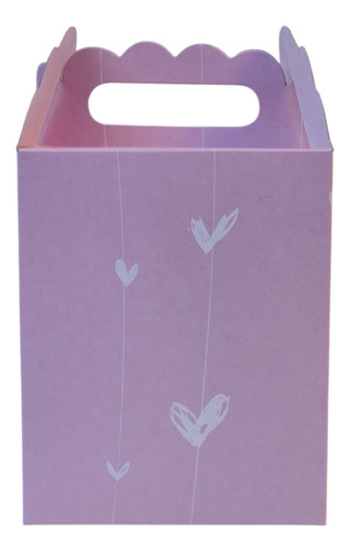 Cajita Cubo/tiendita Pastel-candy Bar-souvenirs-9*9*11-x 50 Rosa Con Diseño Corazones
