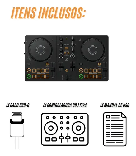 Controladora Pioneer Dj Ddj-flx2 Rekordbox Serato Djay Preto