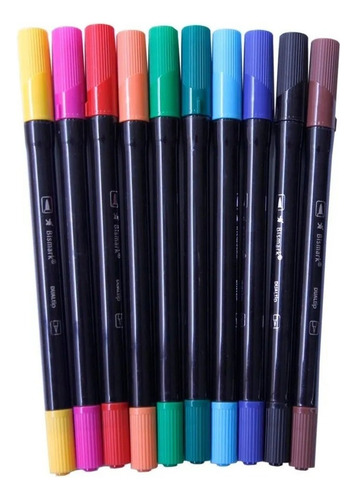 Kit Caneta Dual Brush Bismark Dualtip Com 10 Cores