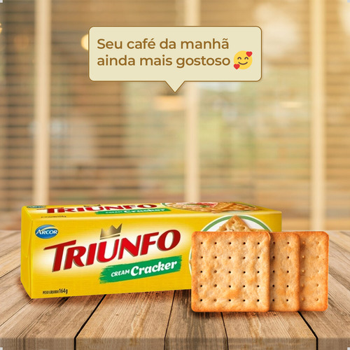 Kit 3 Biscoito Bolacha Triunfo Cream Cracker 164g