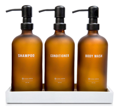 Shampoo E Condicionador De Vidro Âmbar Fosco Casa Sofía De