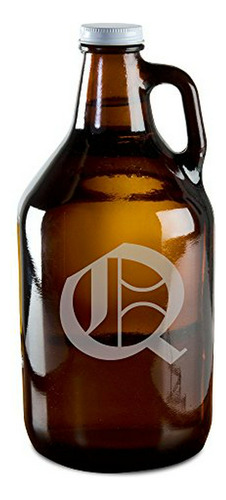 Jarrón De Cerveza Grabado A Mano 'q' 64 Oz.