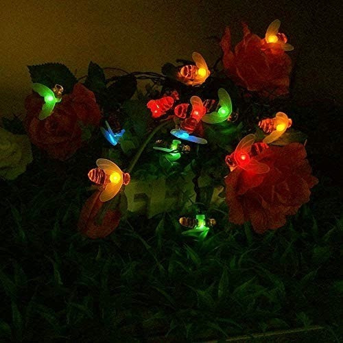 Imagen 6 de 10 de Guirnalda Solar Abejas 20 Led 5 Metros Multicolor