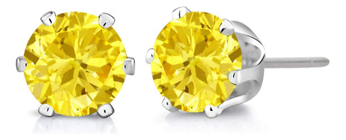 Gem Stone King 6mm Amarillo Canario Redondo Cubic Zirconia C