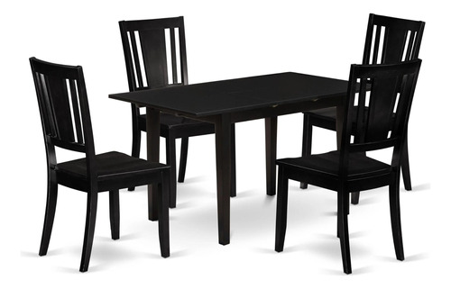 East West Furniture Nodu5-blk-w - Juego De Cocina De 5 Piez.