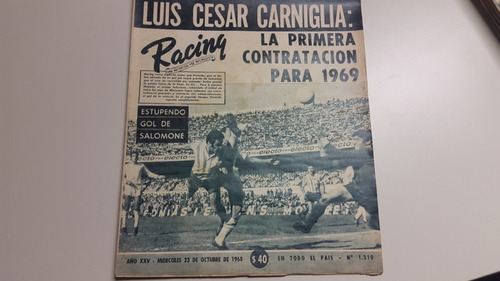 Revista Racing N° 1310 23/10/1968 Racing Huracán