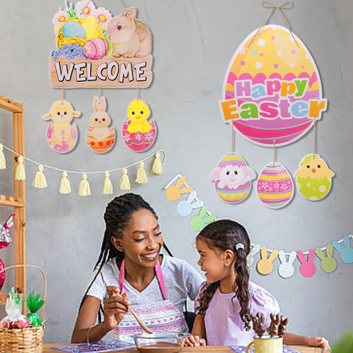 Decoración De Pascua Con Diseño De Conejo Para Colgar En La