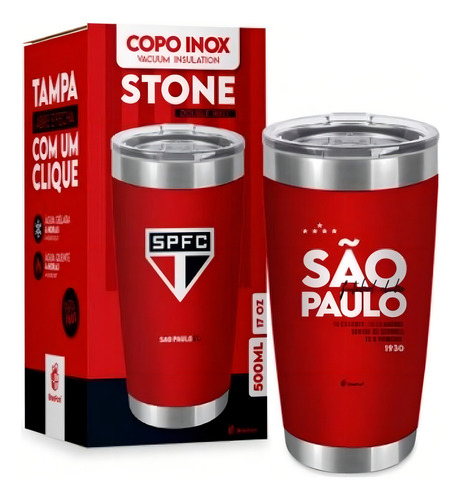 Copo Térmico Stone - São Paulo Cor Vermelho Emblema São Paulo