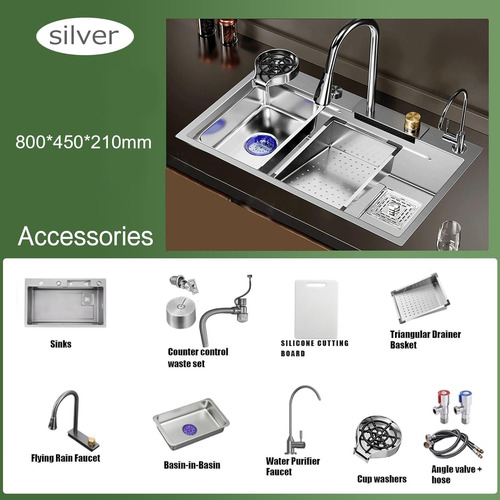 Fregadero De Cocina 80x45 - Cocina Práctico Y Funcional Acer Acero
