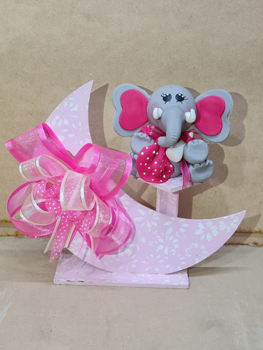 12 Centros De Mesa Baby Shower Niña Rosa Elefantito Elefante