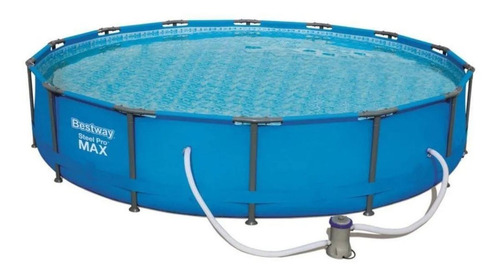 Piscina estructural redonda Bestway 56595 con capacidad de 10220 litros de 427cm de largo x 427cm de ancho de 4.27m de diámetro azul diseño mosaico