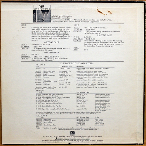 Lp Yes - Music / An Evening With Jon Anderson ( Promo/ Raro) (Usado)