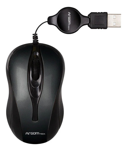 Mouse Argom Tech Optical Mouse Retractable Usb 0008bk.