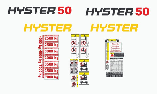 Kit Adesivo Empilhadeira Hyster 50 Completo + Etiquetas 