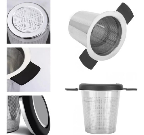 Infusor De Chá Coador Em Aço Inox Com Alça Silicone