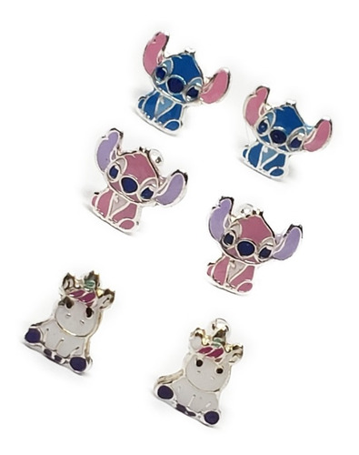 Aretes De Unicornio Y Extraterrestre Azul Y Rosa +estuche S2