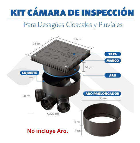 Cámara Inspección Kit Pvc Cloacal Pluvial Waterplast Premium