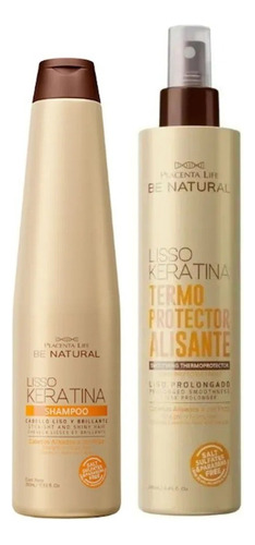 Pack Be Natural Lisso Keratina Shampoo Y Termoprotector