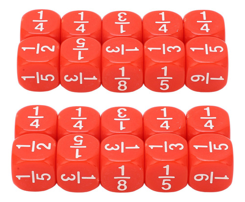 Juego De 20 Dados De Fracciones, Plástico, 6 Caras, Multifac