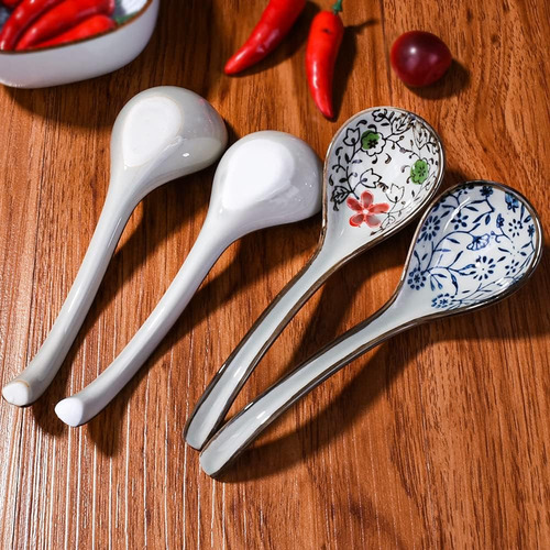 Juego De 4 Cucharas De Sopa Japonesas Y Coreanas, Cucharas D