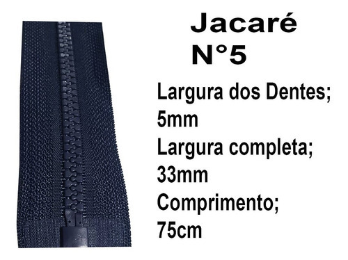 Zíper Para Jaquetas Extra Forte Double Force Cor Azul Escuro 75cm cod X32