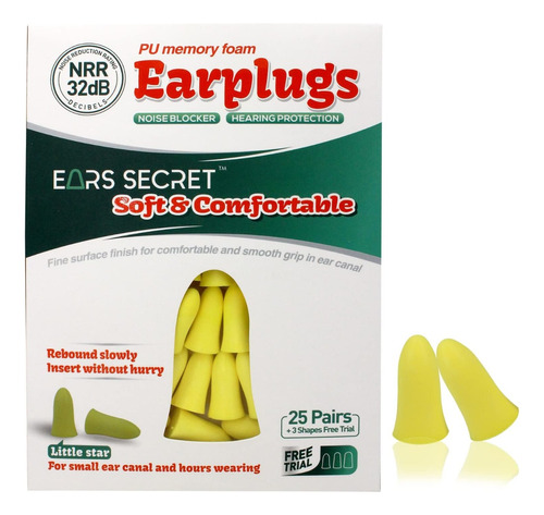Tapones Espuma Anti Ruido Oídos Ears Secret 25 Pares
