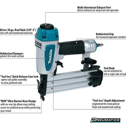 Imagem 3 de 4 de Pinador Pneumático + Maleta Af505n - Makita
